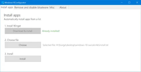 Screenshot di Windows 10 Configurator